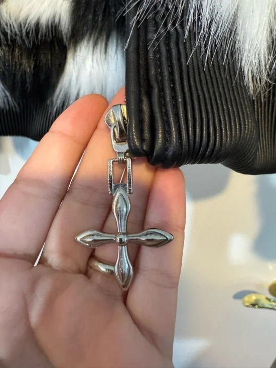 SMFK Plan C Checkered Faux Fur Bomber Jacket Black White Size 1 - Picture 8 of 13